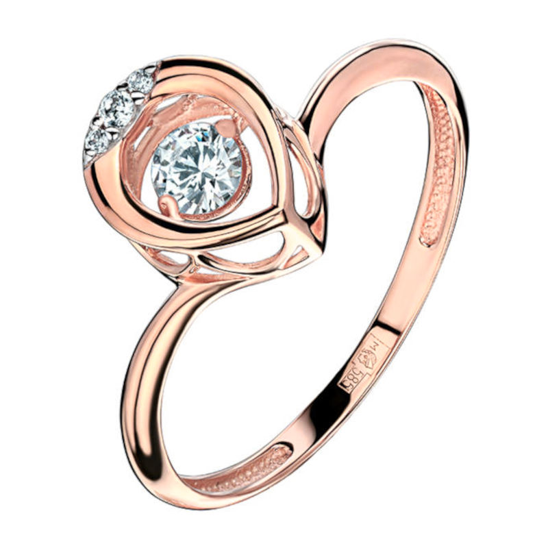 Кольцо из красного золота 585 пробы с фианитами 01К1111864Р