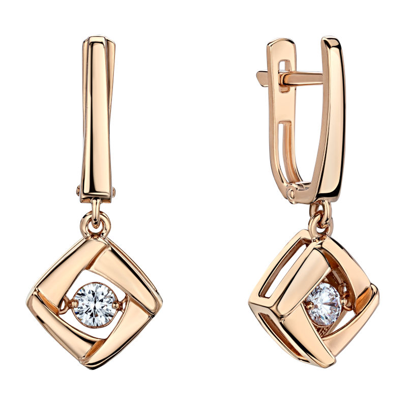 Серьги из красного золота 585 пробы с фианитами 01С1113366