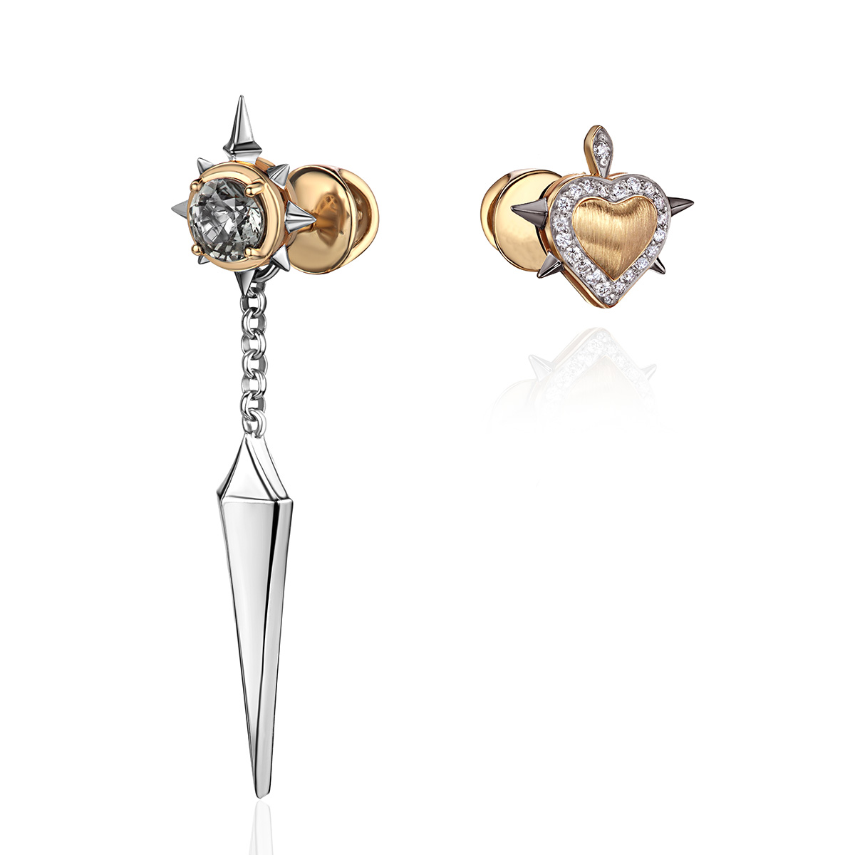 Серьги из комбинированного золота 585 пробы 01С6615928ЧРЖ-2