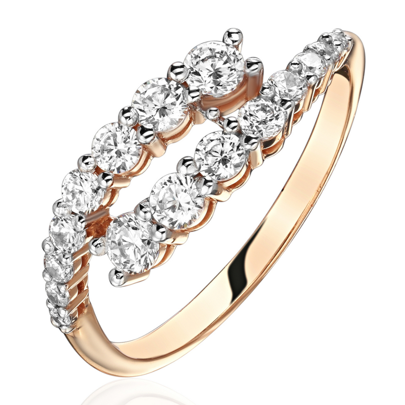 Кольцо из красного золота 585 пробы с фианитами 01К1116817Р