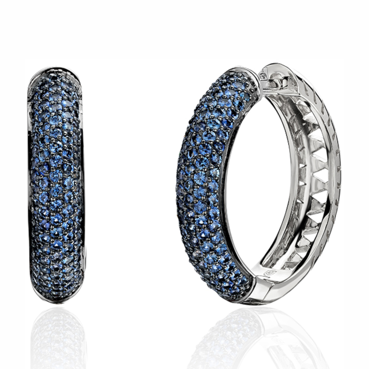 Серьги из белого золота 585 пробы с сапфирами 01С5215656-3