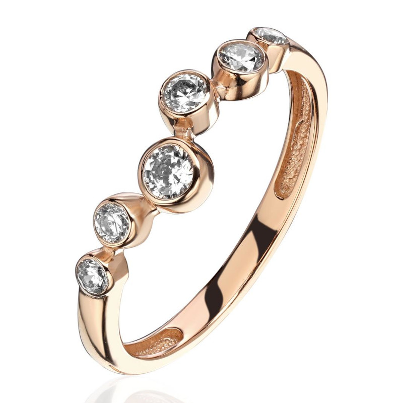 Кольцо из красного золота 375 пробы с фианитами 01К1114634S