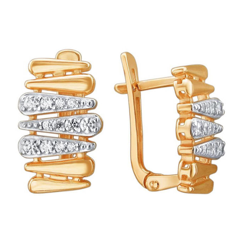 Серьги из красного золота 585 пробы с фианитами 01С1111565Р