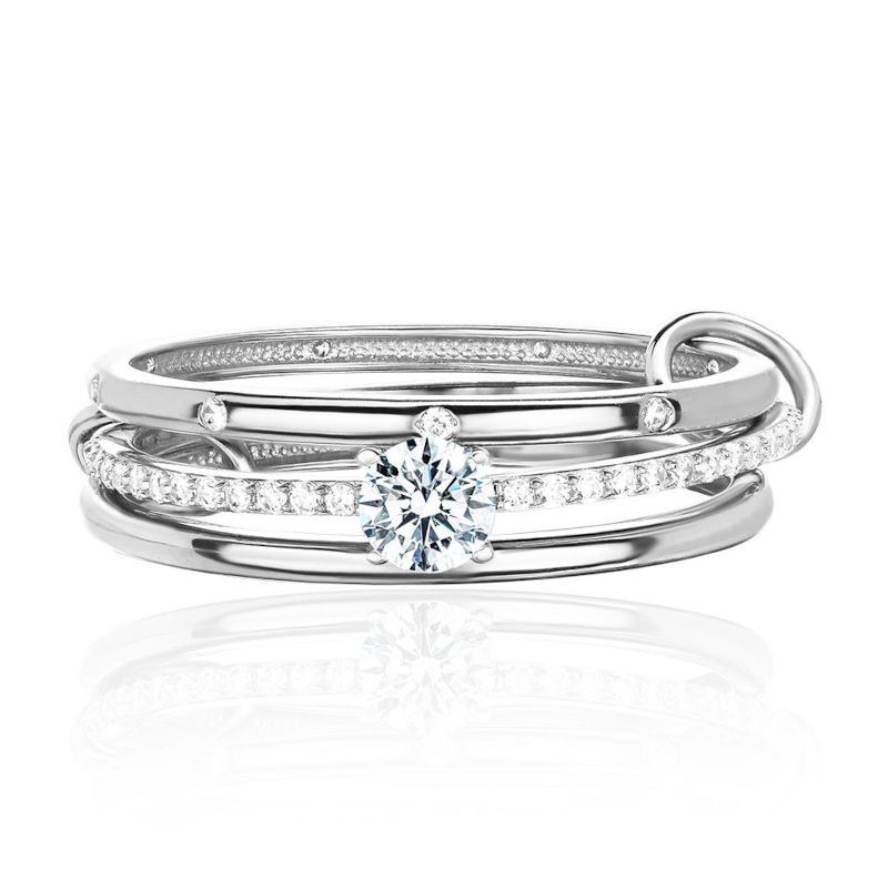 Кольцо из белого золота 585 пробы с фианитами 01К1216593