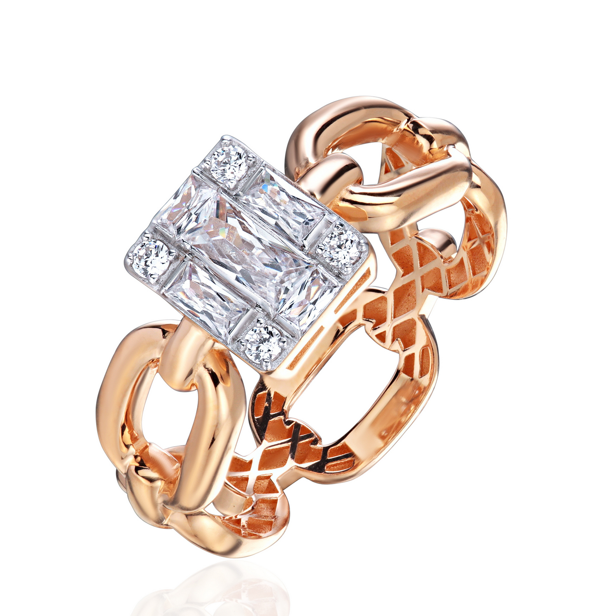 Кольцо из красного золота 585 пробы с фианитами 01К1115686Р