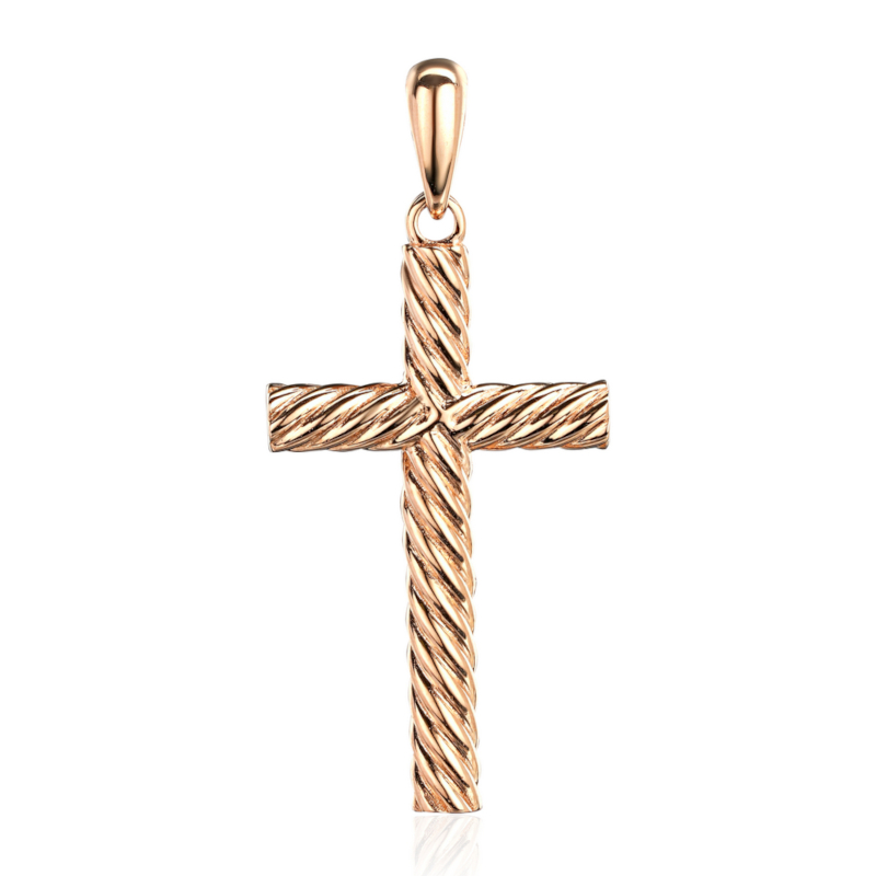 Подвеска "Крест" из красного золота 585 пробы без вставок 01Р011134