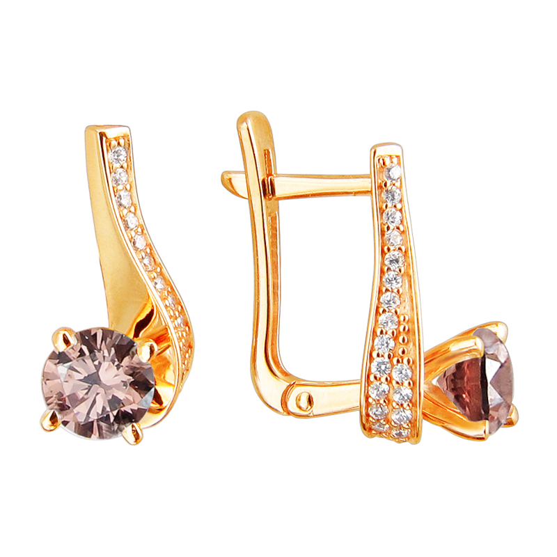 Серьги из красного золота 585 пробы с фианитами 01С2110963-5