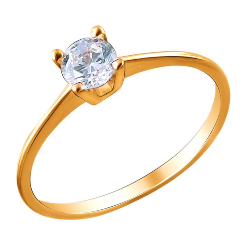 Кольцо из красного золота 585 пробы с фианитом 01К1112054