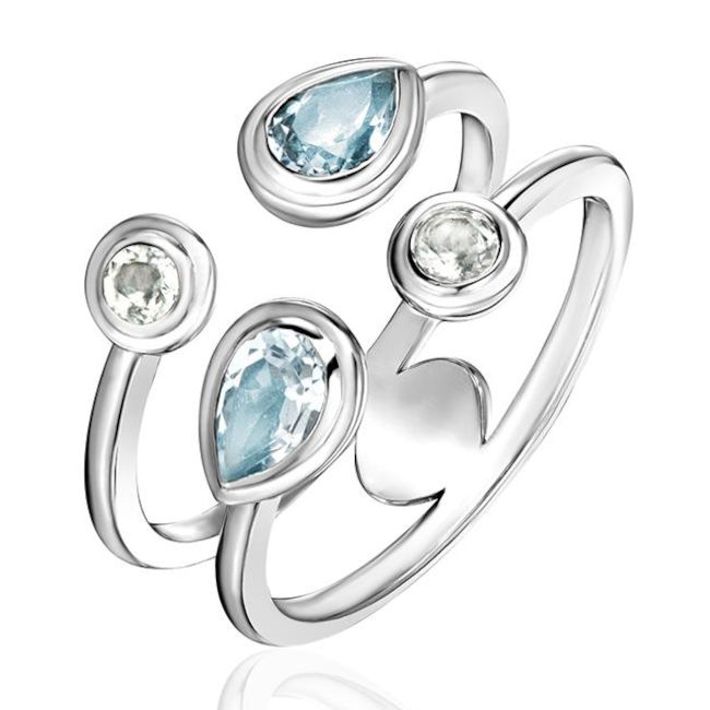 Кольцо из белого золота 585 пробы с топазами 01К3216548-2