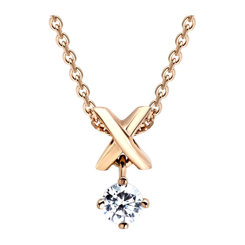 Колье из красного золота 585 пробы с фианитом 01Л110836 Колье из красного золота 585 пробы с фианитом 01Л110836