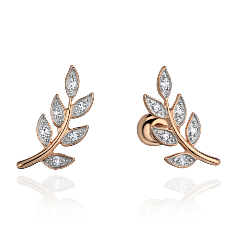 Серьга Одиночная из красного золота 585 пробы с бриллиантами 01С6117040-17