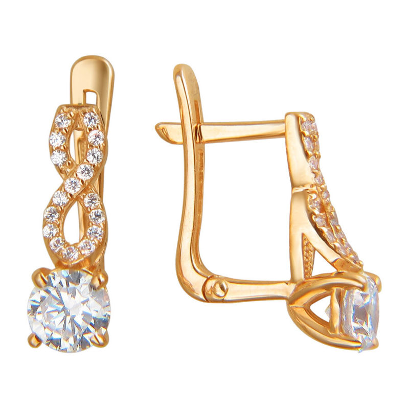Серьги из красного золота 585 пробы с фианитами 01С1112062