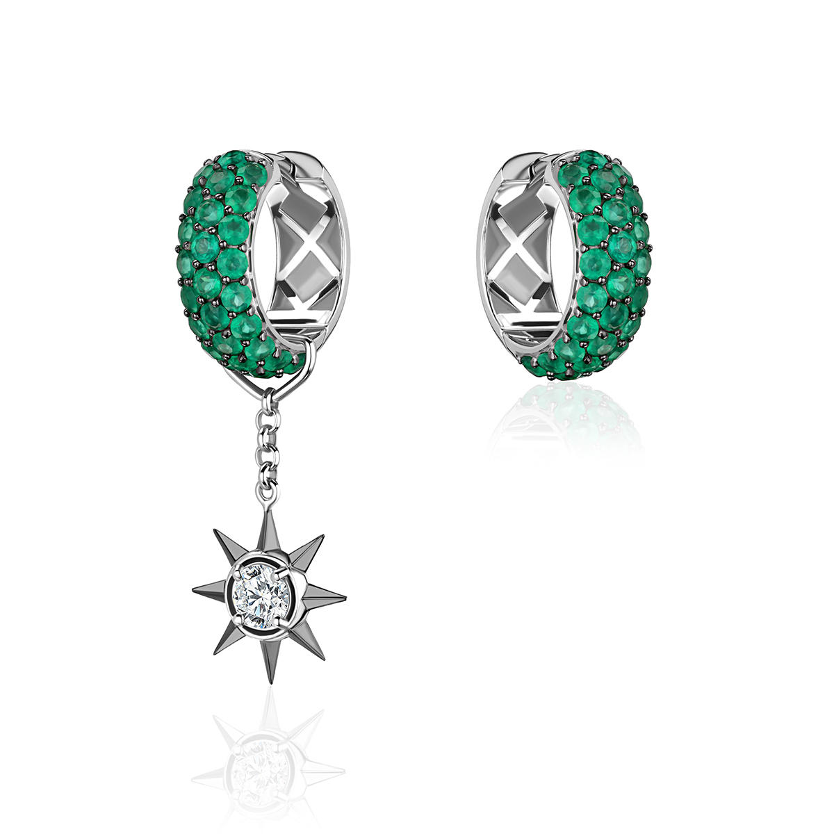 Серьги из белого золота 585 пробы 01С6215931ЧР-1