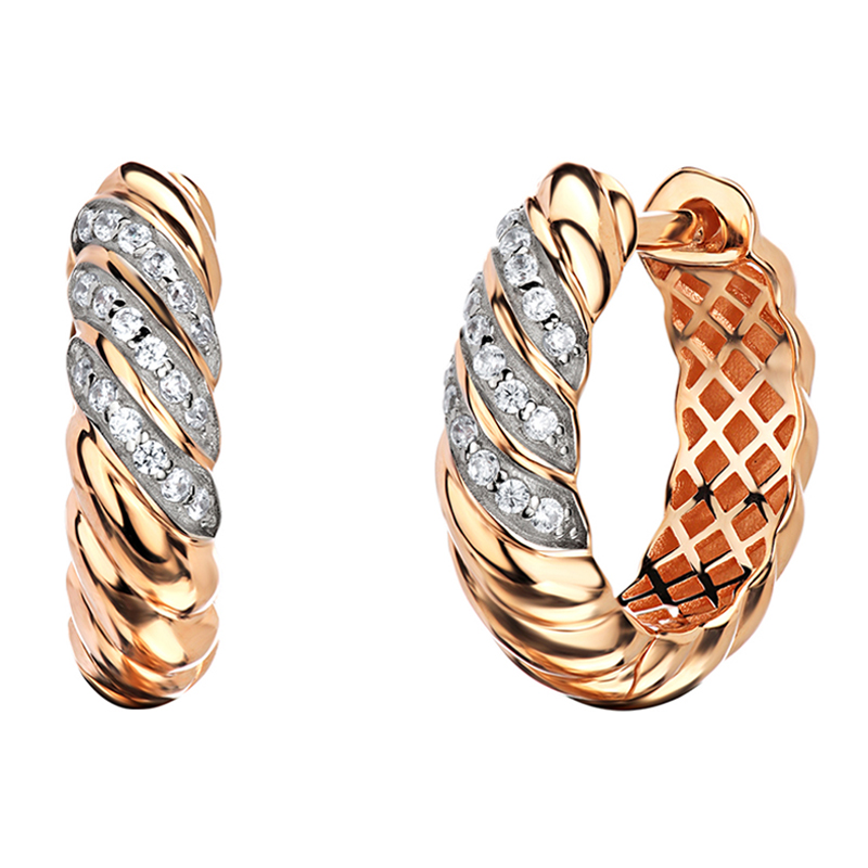 Серьги из красного золота 585 пробы с фианитами 01С1115312Р