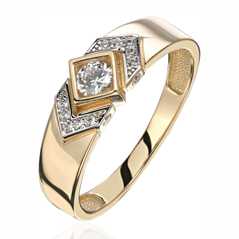 Кольцо из желтого золота 585 пробы с фианитами 01К1316031Р