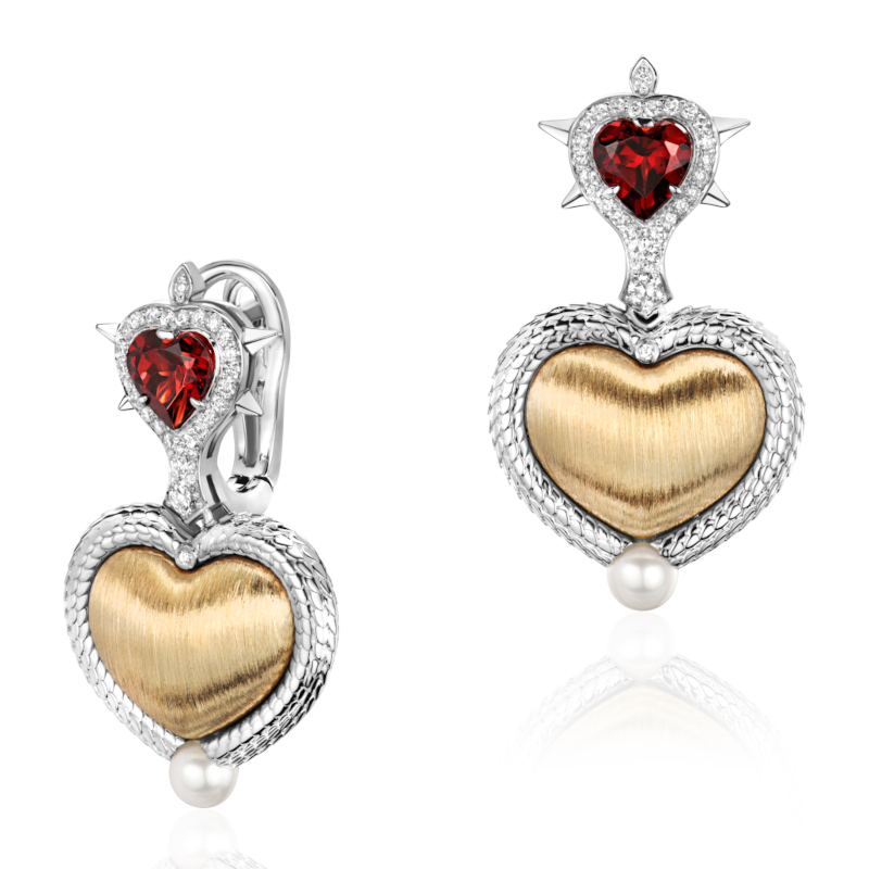 Серьги из комбинированного золота 585 пробы 01С6615828ЧРЖ-1