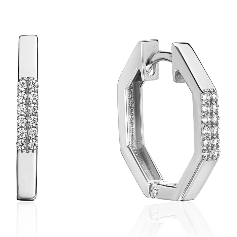 Серьги из белого золота 585 пробы с бриллиантами 01С6215224-17