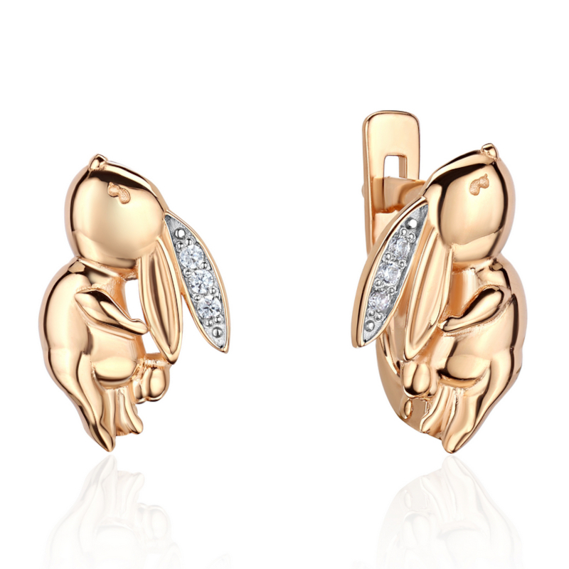 Серьги из красного золота 585 пробы с фианитами 01С1117005Р