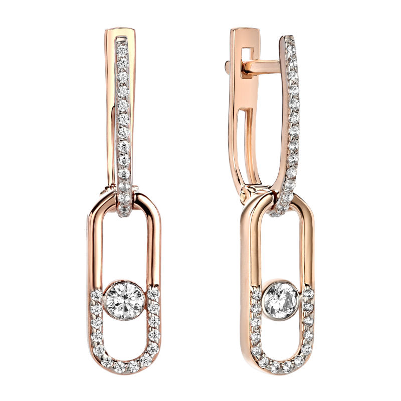 Серьги из красного золота 585 пробы с фианитами 01С1113122Р Серьги из красного золота 585 пробы с фианитами 01С1113122Р