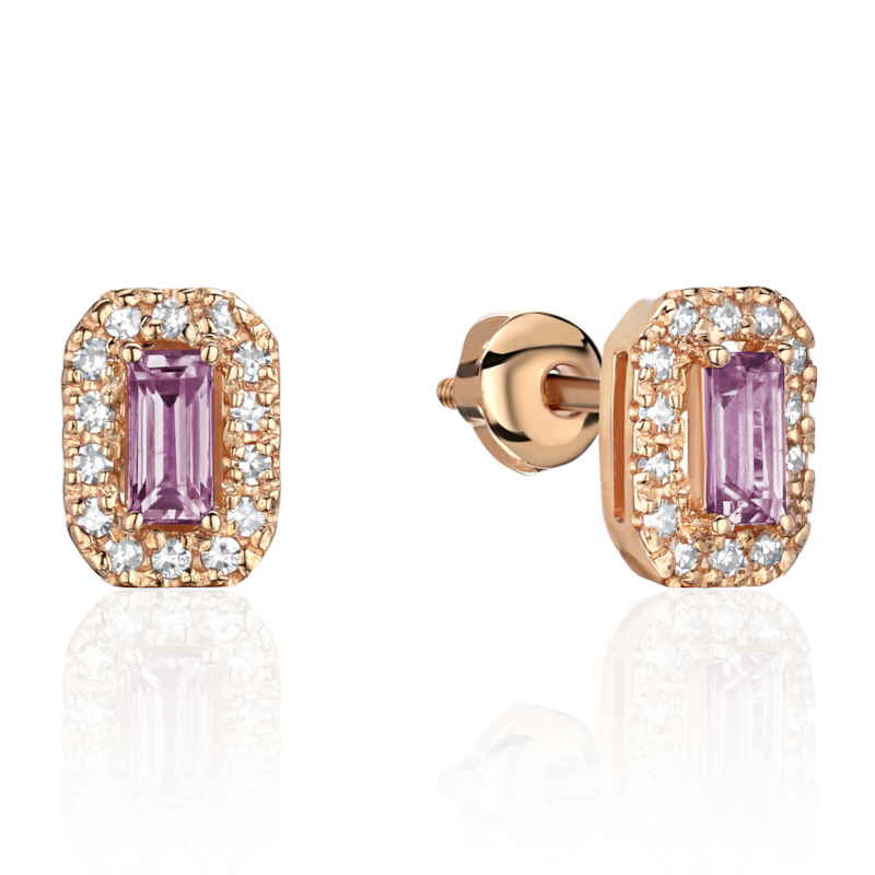 Серьги из красного золота 585 пробы с сапфирами и бриллиантами 01С6113759-17-1 Серьги из красного золота 585 пробы с сапфирами и бриллиантами 01С6113759-17-1