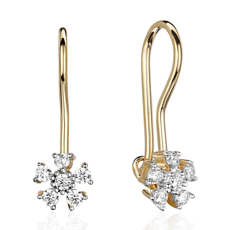 Серьги из желтого золота 585 пробы с фианитами 01С1317012Р