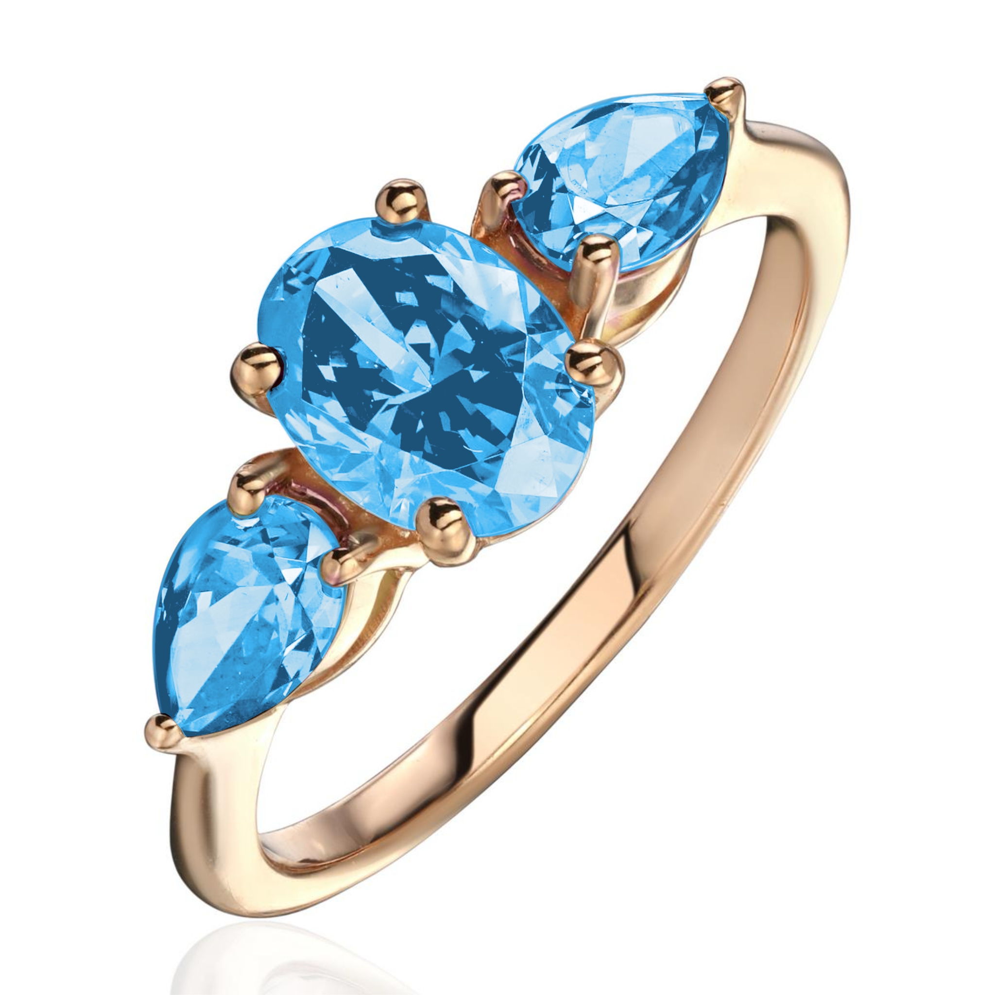 Кольцо из красного золота 585 пробы с топазами 01К3116573-1