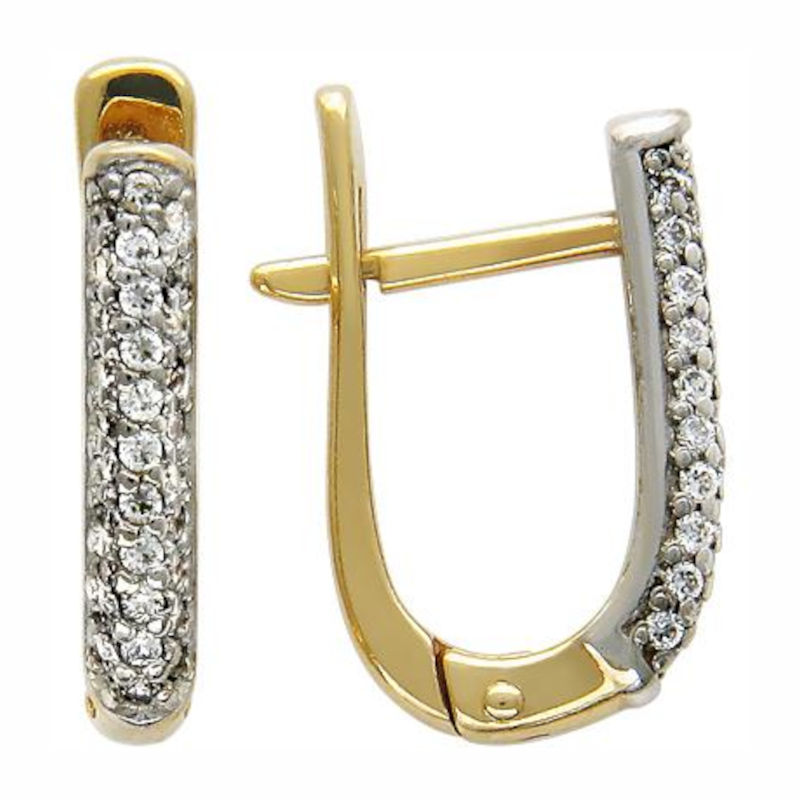 Серьги из желтого золота 585 пробы с фианитами 01С133045