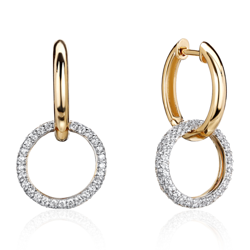 Серьги из желтого золота 585 пробы с фианитами 01С1315173