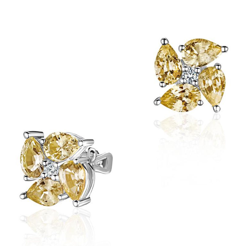 Серьги из белого золота 585 пробы с сапфирами и бриллиантами 01С6214021-1