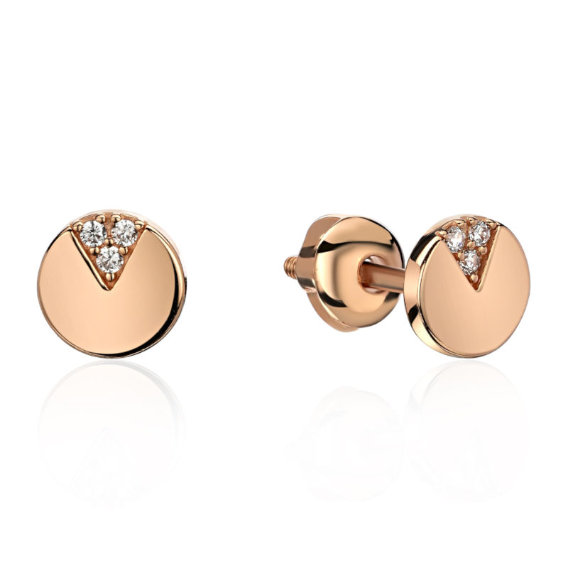 Серьги из красного золота 585 пробы с бриллиантами 01С6114518-17