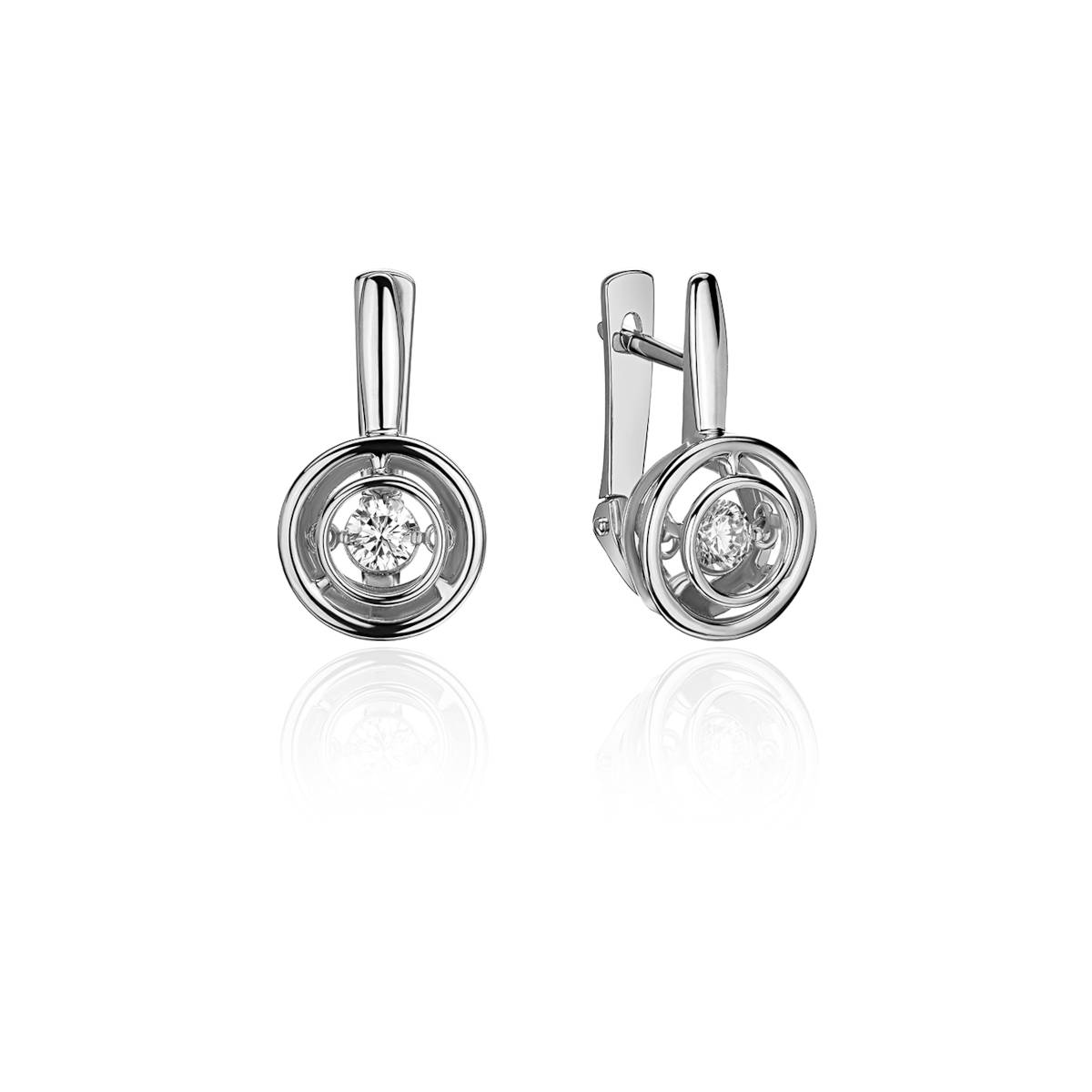 Серьги из белого золота 585 пробы с фианитами 01С127961