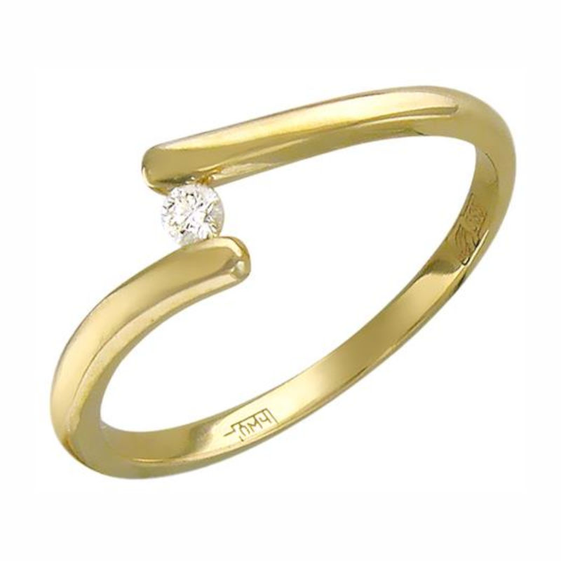 Кольцо из желтого золота 585 пробы с бриллиантом 01К636864
