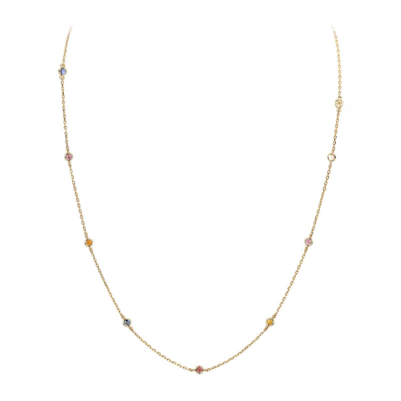 Колье из желтого золота 585 пробы с сапфирами 01Л531168-2