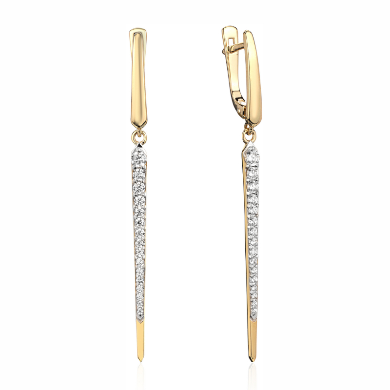 Серьги из желтого золота 585 пробы с фианитами 01С1315379Р