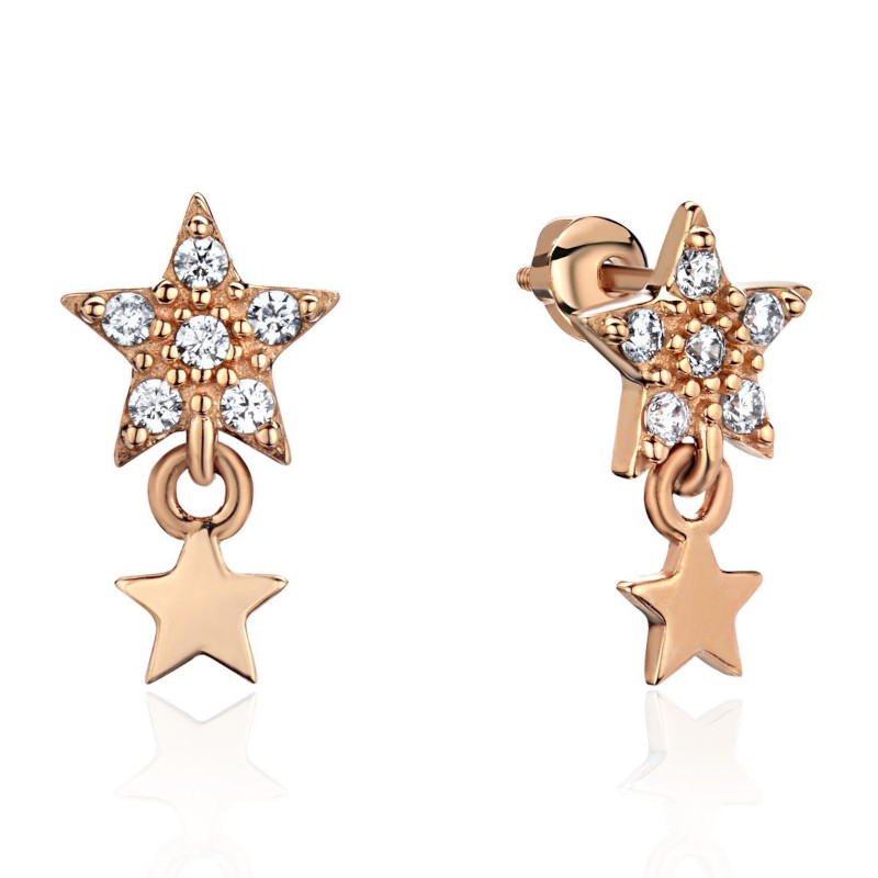 Серьга одиночная из красного золота 375 с фианитами 01С1115124S