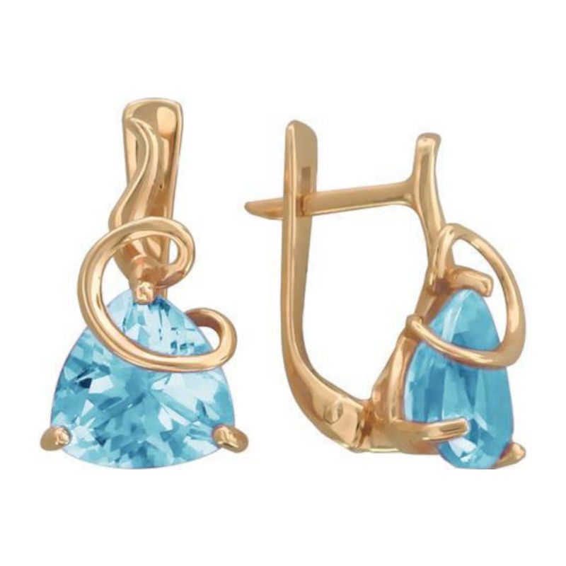 Серьги из красного золота 585 пробы с топазами 01С314669-1 Серьги из красного золота 585 пробы с топазами 01С314669-1