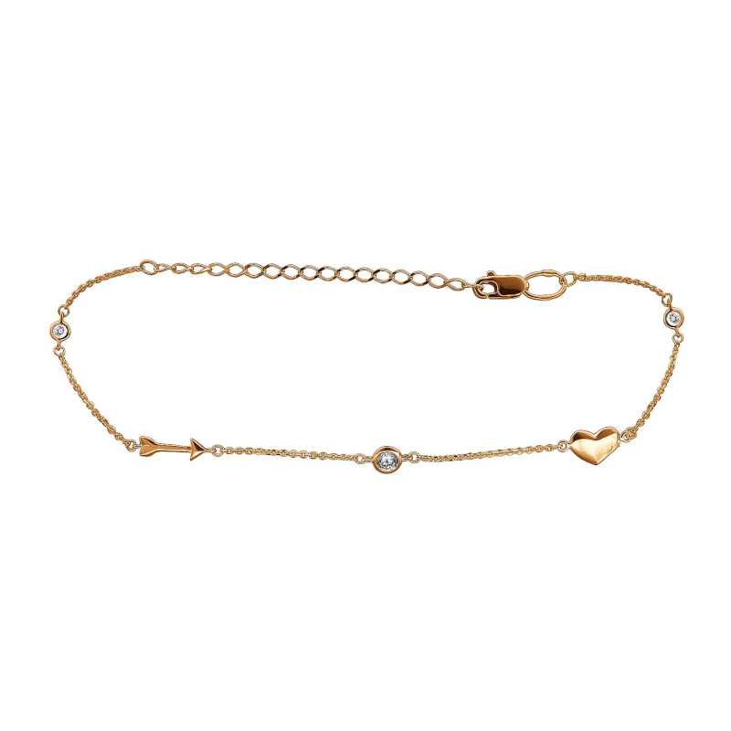 Браслет из красного золота 375 пробы с фианитами 01Б112808S