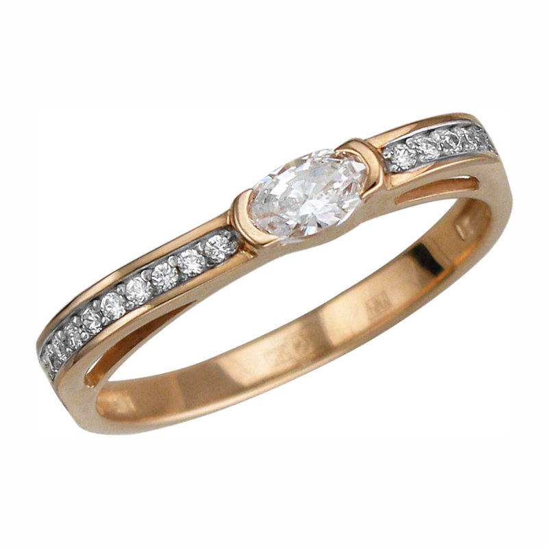 Кольцо из красного золота 585 пробы с фианитами 01К1113436