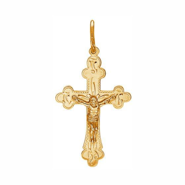 Крест нательный из золоченого серебра 925 пробы без вставок 01Р750695А