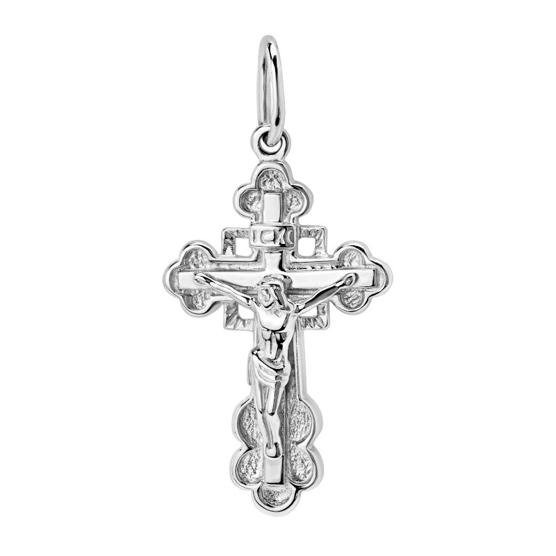 Крест нательный из белого золота 585 пробы без вставок 01Р020509