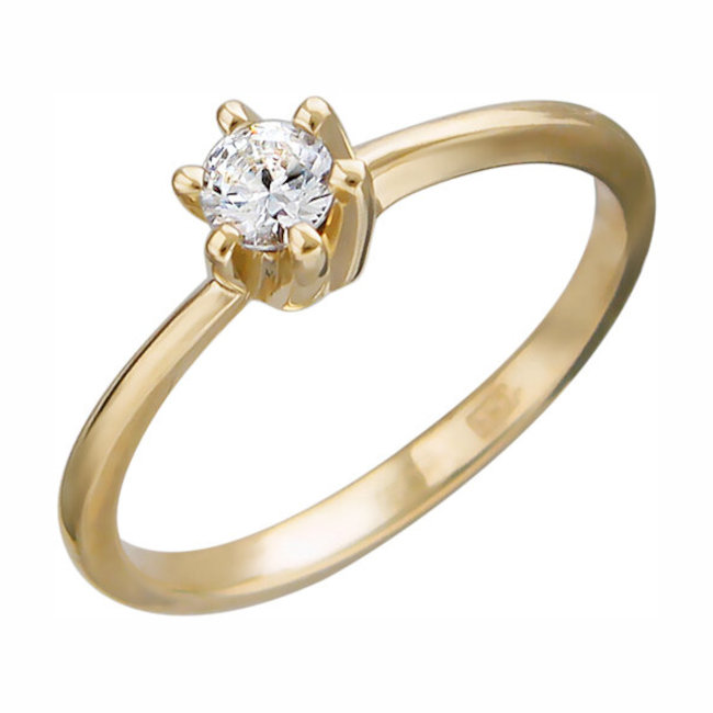 Кольцо из красного золота 585 пробы с бриллиантом 01К613377