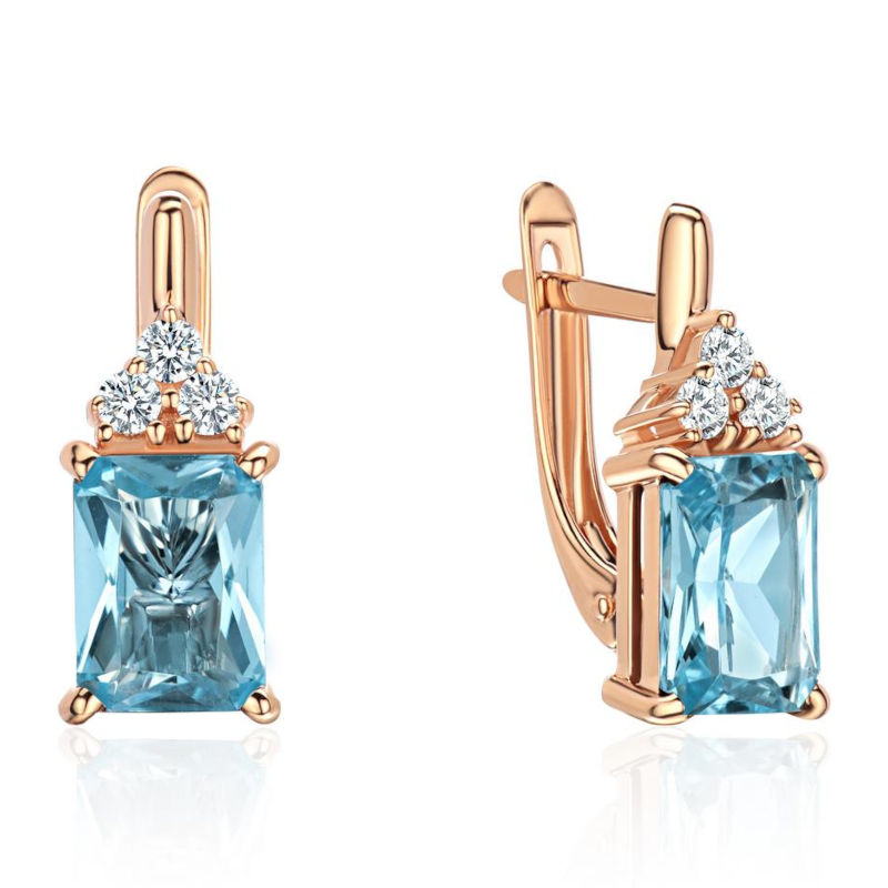 Серьги из красного золота 585 пробы с топазами и фианитами 01С3116476-3