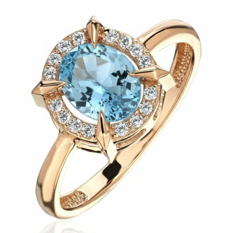 Кольцо из красного золота 585 пробы с топазом и фианитами 01К3116523-1