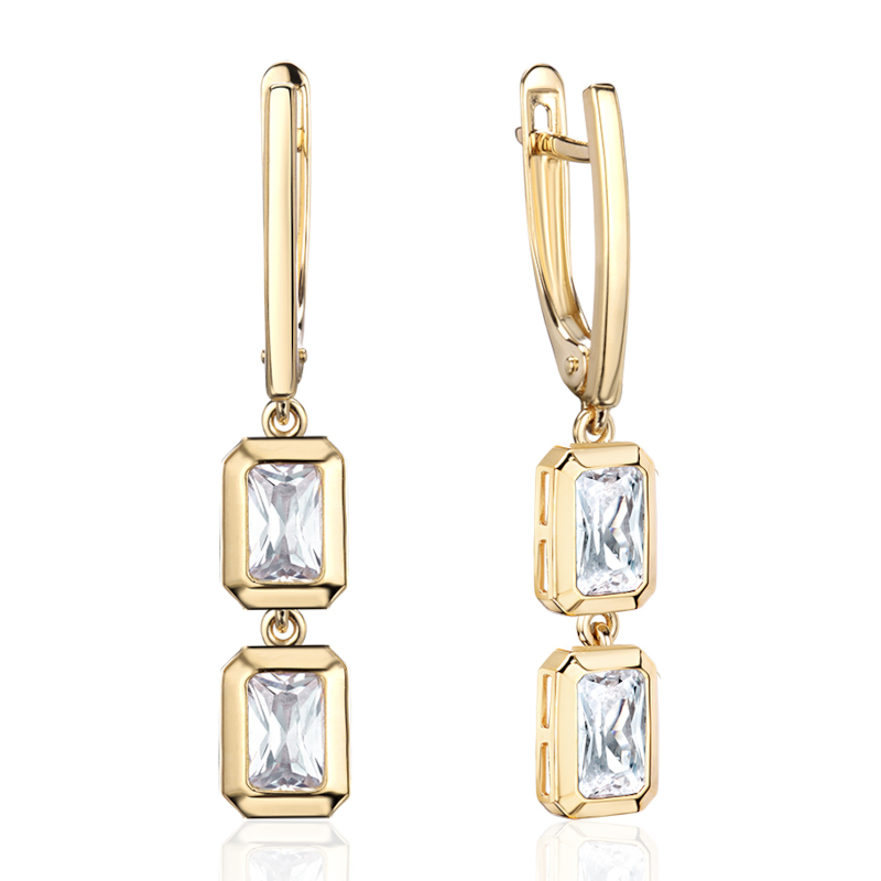 Серьги из желтого золота 585 пробы с фианитами 01С1315771