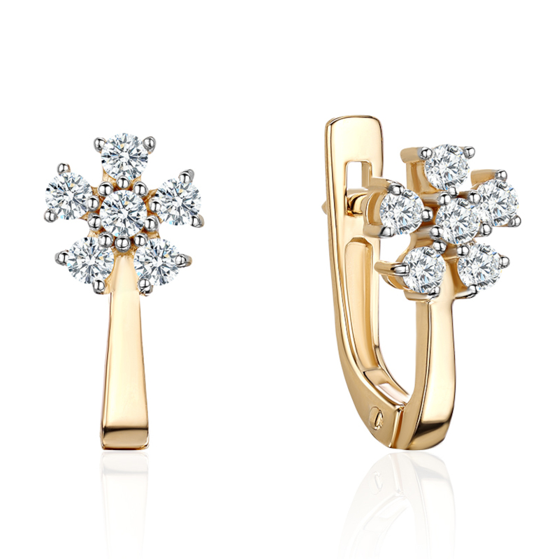 Серьги из желтого золота 585 пробы с фианитами 01С1317013Р