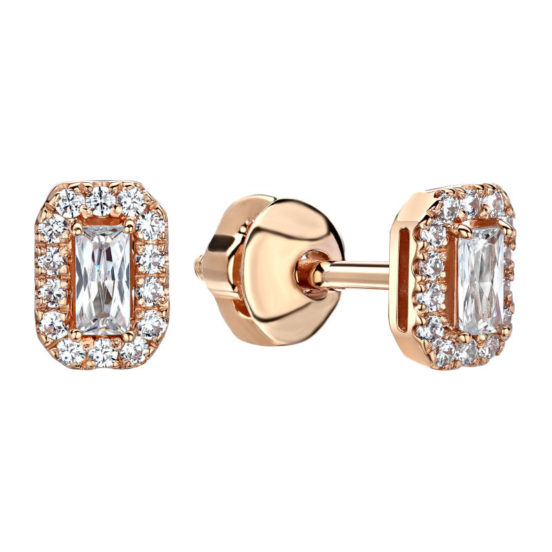 Серьги из красного золота 585 пробы с фианитами 01С1113759 Серьги из красного золота 585 пробы с фианитами 01С1113759
