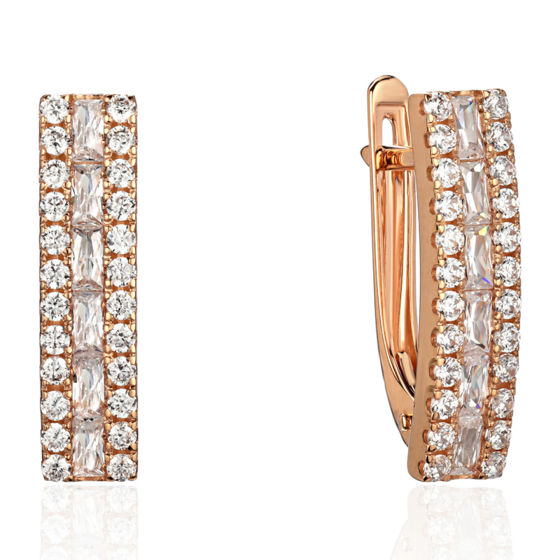 Серьги из красного золота 585 пробы с фианитами 01С1114881