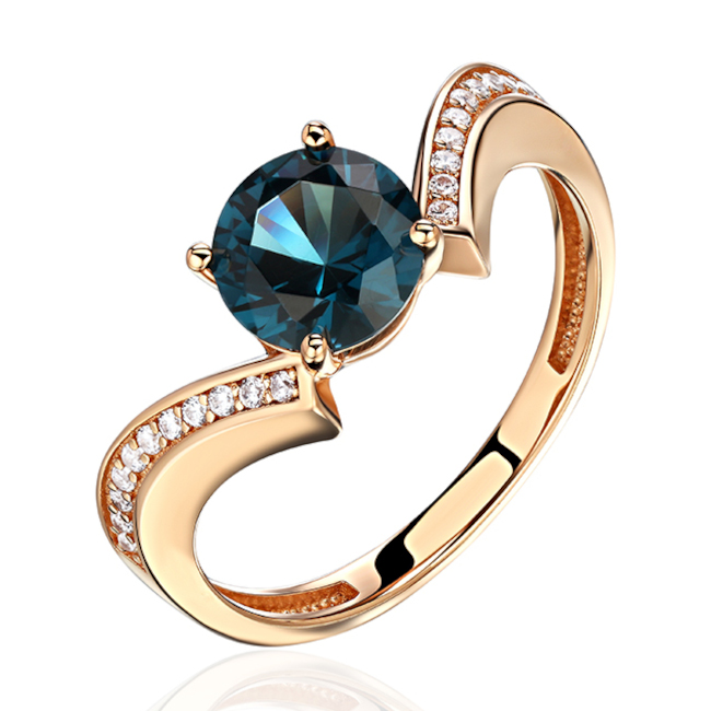 Кольцо из красного золота 585 пробы с наноситал топазом и фианитами 01К2115345-3