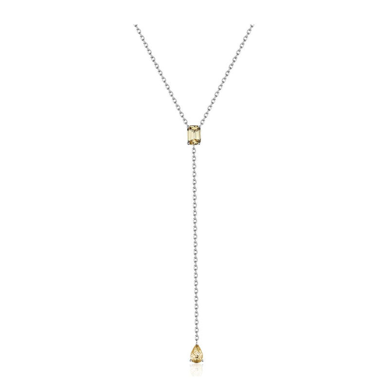 Колье из белого золота 585 пробы с сапфирами 01Л522578-2