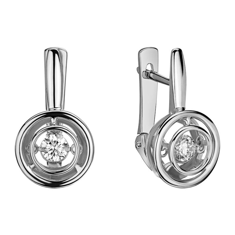 Серьги из белого золота 585 пробы с фианитами 01С127961